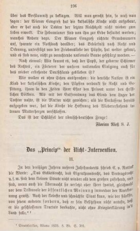 196-206 Das "Princip" der Nicht-Intervention