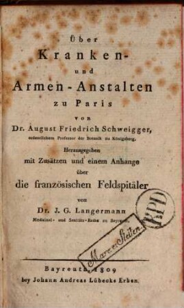 Über Kranken- und Armen-Anstalten zu Paris