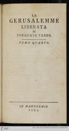 Tomo 4: La Gerusalemme Liberata
