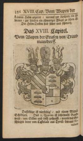Das XVIII. Capitel. Vom Wapen der Grafen von Trautmansdorff