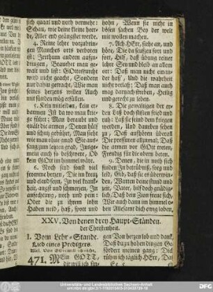 XXV. Von denen drey Haupt-Ständen. der Christenheit.