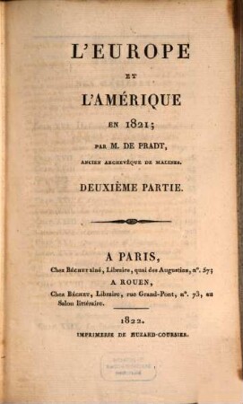 L' Europe et l'Amérique en 1821, 2