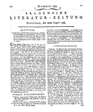 [Sammelrezension zweier englischsprachiger Rezensionzeitschriften] Rezensiert werden: 1. The monthly review. [Junius 1786]. London [1786] 2. The Critical review. [Junius 1786]. [London] [1786]