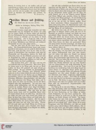 22: Zwischen Winter und Frühling : ein Brief von Hermann Hesse