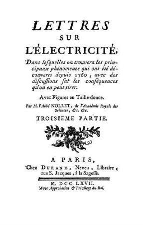P. 3: Lettres Sur l'Électricité ....