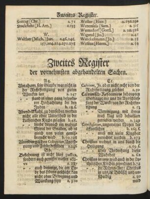 Zweites Register der vornehmsten abgehandelten Sachen