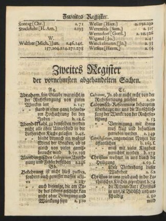 Zweites Register der vornehmsten abgehandelten Sachen