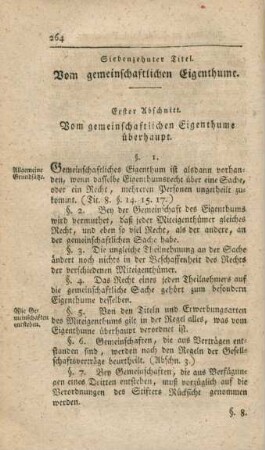 Siebzehnter Titel. Vom gemeinschaftlichen Eigenthume.