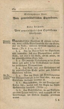 Siebzehnter Titel. Vom gemeinschaftlichen Eigenthume.