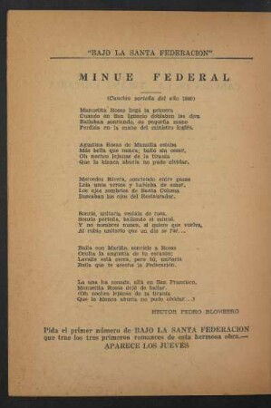 Minué federal : (Canción porteña del año 1840)