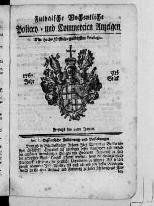 5tes Stück, Ausgabe vom 29. Januar 1767
