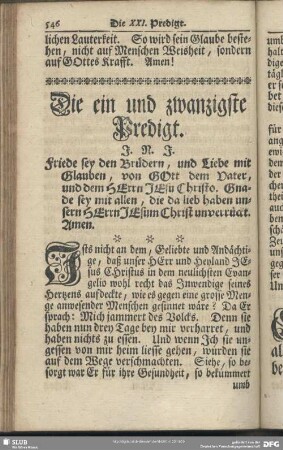 Die ein und zwanzigste Predigt