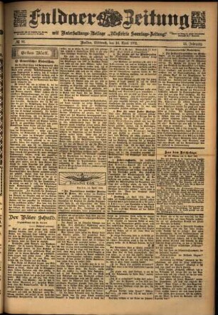 Erste Ausgabe vom Mittwoch, den 16. April 1902.