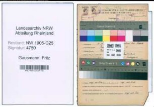 Entnazifizierung Fritz Gausmann , geb. 10.11.1901 (Vertreter)