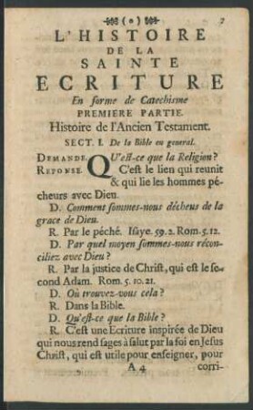 Premiere Partie. Histoire de L'Ancien Testament
