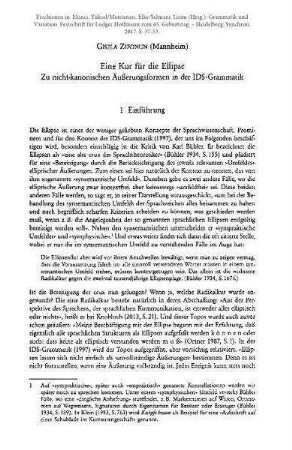 Eine Kur für die Ellipse. Zu nicht-kanonischen Äußerungsformen in der IDS-Grammatik