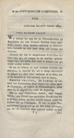 VIII. Amsterdam den 27sten October 1802