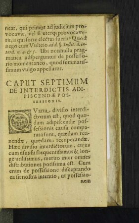 Caput Septimum De Interdictis Adipiscendae Possessionis.