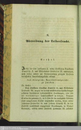 9. Abtreibung der Leibesfrucht