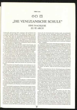 "Die Venezianische Schule"