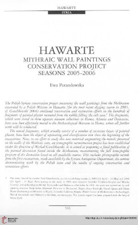 18: Hawarte : mithraic wall paintings conservation project seasons 2005-2006