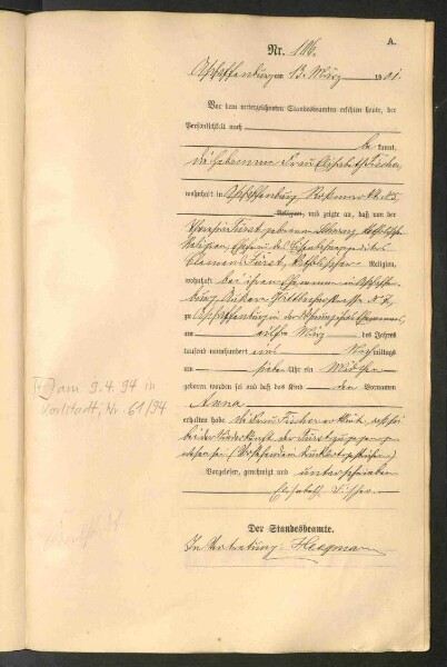 Standesamtsbuch der Stadt Aschaffenburg: Geburten 365/1900 - 184/1901
