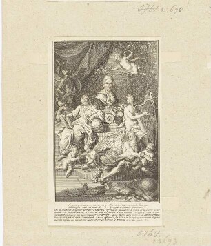 Büste für Charles Marguetel de Saint-Denis de Saint-Évremond, aus: Charles Marguetel de Saint-Denis de Saint-Évremond, "Oeuvres De Monsieur De Saint-Evremond, Tome 5", Amsterdam 1739