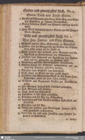 Acht und zwantzigstes Fach, No. 1. Von Zien- Zwitter- und Eisen-Steinen