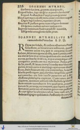 Ioannes Muermellius Ruræmundensis Petro suo Salutem Plurimum Dicit