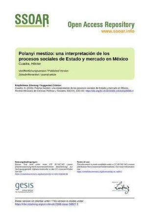 Polanyi mestizo: una interpretación de los procesos sociales de Estado y mercado en México