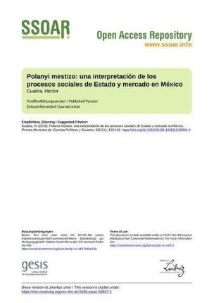 Polanyi mestizo: una interpretación de los procesos sociales de Estado y mercado en México