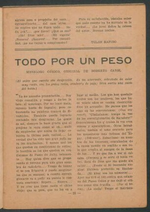 Todo por un peso : Monólogo cómico, Original de Roberto Cayol