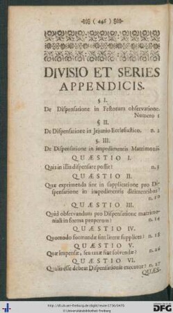 Divisio Et Series Appendicis.