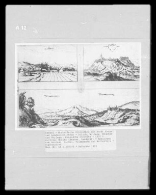 Hessische Chronika — Ansichten von Arolsen, Landau, Volkmarsen und Wetterburg