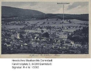 Reichelsheim im Odenwald, Panorama (mit Kennzeichnung des Schwimmbades)