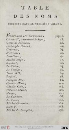 Table des noms