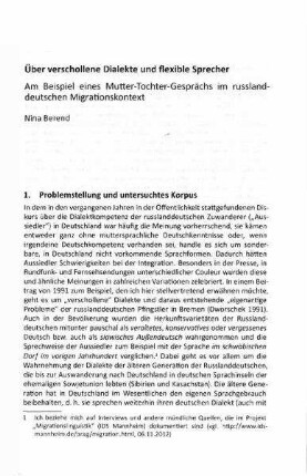 Über verschollene Dialekte und flexible Sprecher : am Beispiel eines Mutter-Tochter-Gesprächs im russlanddeutschen Migrationskontext