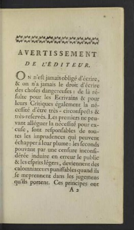 Avertissement de L`éditeur.