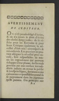 Avertissement de L`éditeur.