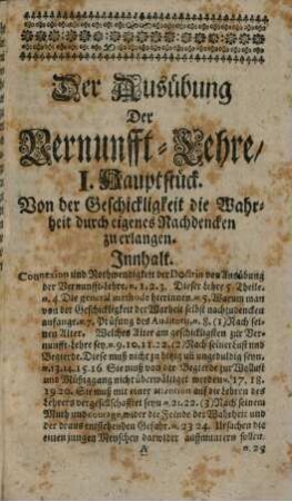 Christian Thomasens Ausübung der Vernunfft-Lehre