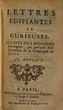 Lettres Édifiantes Et Curieuses : Écrites Des Missions Étrangères, 11