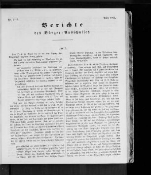 Nr. 7-9 Berichte des Bürger-Ausschusses. März 1861