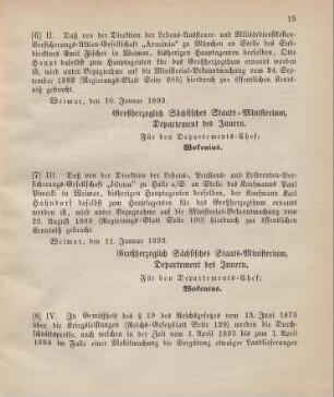 7. Ministerial-Bekanntmachung, den Wechsel in der Hauptagentur der Lebens-, Pensions- und Leibrenten-Versicherungs-Gesellschaft "Iduna" zu Halle a/S. betreffend
