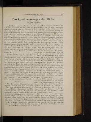 Die Lautäusserungen der Käfer.