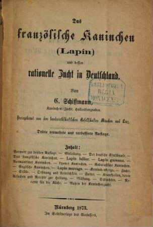 Das französische Kaninchen (Lapin) und dessen Zucht in Deutschland