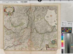 Geldern (Herzogtum) Zutphen (Grafschaft) Territorialkarte Ducatus Geldriae et Zutphaniae comitatus um 1700 3 dt. Meilen = 6,45 cm 45 x 54 farb. Druck: Nicolaus Visscher