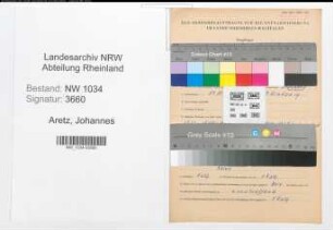 Entnazifizierung Johannes Aretz , geb. 13.11.1909 (Oberzahlmeister)
