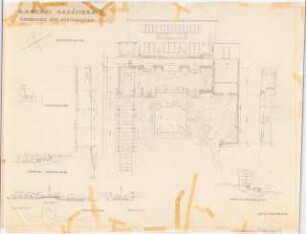 Garten Allinger, Berlin-Dahlem: Terrassen und Steingarten: Grundriss, Ansicht 1:50, Schnitte 1:10, 1:20