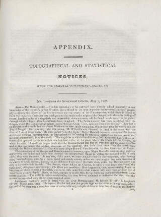 Appendix. Topographical and statistical notices. (From the Calcutta Governement Gazette, &c.)