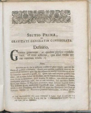 Sectio Prima, De Gravitate Generatim Considerata.